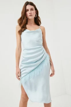Brand new โค๏ธ Karen Millen Satin Crepe Cowl Neck Feather Cami Midi ๐ Dress ๐ 13 Brand new โค๏ธ Karen Millen Satin Crepe Cowl Neck Feather Cami Midi ๐ Dress ๐ -OCCASION DRESSES Sale2023 womens blush satin crepe cowl neck feather cami midi dress 1