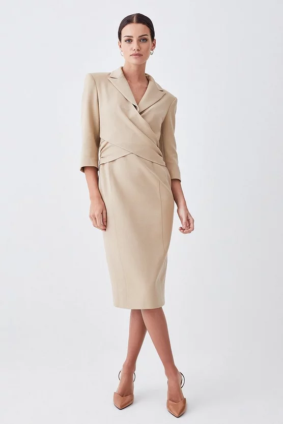 Top 10 🥰 Karen Millen Petite Compact Crepe Wrap Waist Pencil Midi 👗 Dress 🎉 8 Top 10 🥰 Karen Millen Petite Compact Crepe Wrap Waist Pencil Midi 👗 Dress 🎉 - Image 6