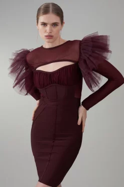 Best reviews of 👏 Karen Millen Bandage Cut Out Mesh Tulle Frill Mini 👗 Dress 🌟 -OCCASION DRESSES Sale2023 womens chocolate bandage cut out mesh tulle frill mini dress