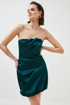 Coupon 😀 Karen Millen Italian Structured Satin Bandeau Mini 👗 Dress 👍 -OCCASION DRESSES Sale2023 womens cobalt italian structured satin bandeau mini dress