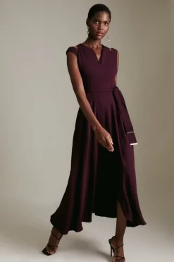 Best Pirce 😉 Karen Millen Soft Tailored Waterfall Maxi 👗 Dress 👏 -OCCASION DRESSES Sale2023 womens coral soft tailored waterfall maxi dress 5