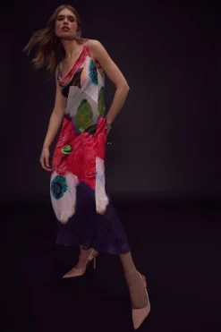 Promo 😀 Karen Millen Apotheosis Strappy Woven Slip 👗 Dress 🤩 -OCCASION DRESSES Sale2023 womens floral apotheosis strappy woven slip dress