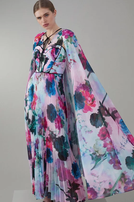 Top 10 ⌛ Karen Millen Floral Pleat Corset Cape Woven Maxi 👗 Dress 🥰 10 Top 10 ⌛ Karen Millen Floral Pleat Corset Cape Woven Maxi 👗 Dress 🥰 - Image 8