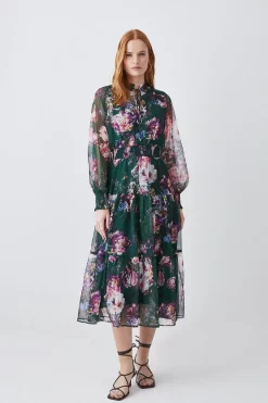 Cheapest 🥰 Karen Millen Floral Shirred Detail Woven Maxi 👗 Dress 🎉 -OCCASION DRESSES Sale2023 womens floral floral shirred detail woven maxi dress
