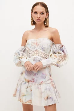 Best deal 👏 Karen Millen Lydia Millen Petite Guipure Lace Insert Mini 👗 Dress 🌟 -OCCASION DRESSES Sale2023 womens floral lydia millen petite guipure lace insert mini dress