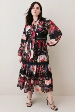 Hot Sale 😉 Karen Millen Plus Size Floral Mix Lace & Embroidery Maxi 👗 Dress ⭐ -OCCASION DRESSES Sale2023 womens floral plus size floral mix lace embroidery maxi dress