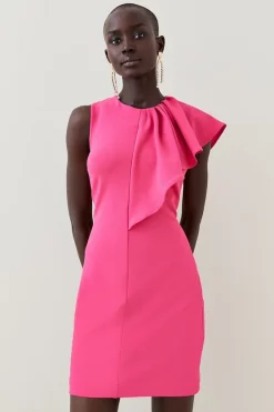 Coupon 🔥 Karen Millen Asymmetric Waterfall Jersey Mini 👗 Dress 👏 -OCCASION DRESSES Sale2023 womens fuchsia asymmetric waterfall jersey mini dress