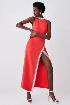 Wholesale ๐ Karen Millen Crystal Embellished Woven Thigh Split Maxi ๐ 17 Wholesale ๐ Karen Millen Crystal Embellished Woven Thigh Split Maxi ๐ -OCCASION DRESSES Sale2023 womens fuchsia crystal embellished woven thigh split maxi