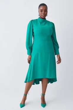 Brand new 🔥 Karen Millen Plus Size Soft Tailored High Low Sleeved Midi 👗 Dress 👏 -OCCASION DRESSES Sale2023 womens green plus size soft tailored high low sleeved midi dress 1