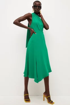 Brand new 🔔 Karen Millen Soft Tailored Sleeveless Midi 👗 Dress 🥰 -OCCASION DRESSES Sale2023 womens green soft tailored sleeveless midi dress 3