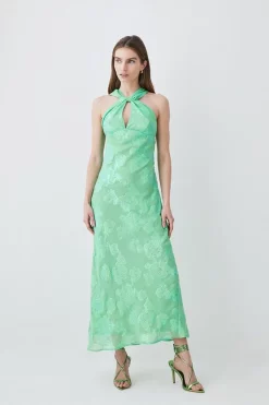 Promo 👏 Karen Millen Tall Metallic Iridescent Column Midi 👗 Dress ❤️ -OCCASION DRESSES Sale2023 womens green tall metallic iridescent column midi dress