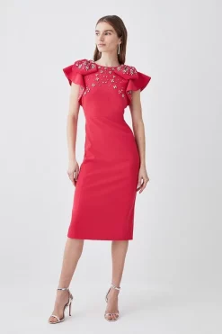New 😍 Karen Millen Petite Embellished Stretch Woven Midi 👗 Dress 🌟 -OCCASION DRESSES Sale2023 womens hot20pink petite embellished stretch woven midi dress