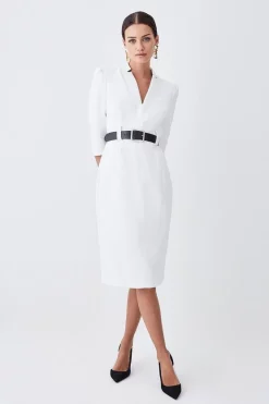 Deals ๐ Karen Millen Petite Compact Stretch Belted Forever Belted Midi ๐ Dress ๐ 11 Deals ๐ Karen Millen Petite Compact Stretch Belted Forever Belted Midi ๐ Dress ๐ -OCCASION DRESSES Sale2023 womens ivory petite compact stretch belted forever belted midi dress