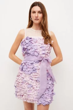 Deals 😍 Karen Millen Applique & Organza Tie Waist Mini 👗 Dress ✨ -OCCASION DRESSES Sale2023 womens lilac applique organza tie waist mini dress