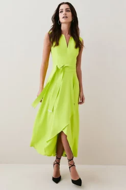 Top 10 👏 Karen Millen Petite Compact Viscose Waterfall Midi 👗 Dress 😍 -OCCASION DRESSES Sale2023 womens lime petite compact viscose waterfall midi dress 1 1