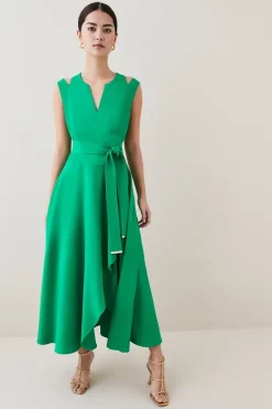 Top 10 👏 Karen Millen Petite Compact Viscose Waterfall Midi 👗 Dress 😍 -OCCASION DRESSES Sale2023 womens lime petite compact viscose waterfall midi dress 1 2