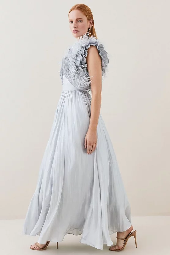 Wholesale ๐คฉ Karen Millen Lydia Millen Tall Metallic Feather Ruffle Woven Maxi ๐ Dress ๐งจ 7 Wholesale ๐คฉ Karen Millen Lydia Millen Tall Metallic Feather Ruffle Woven Maxi ๐ Dress ๐งจ - Image 5
