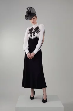 Deals 👍 Karen Millen Lace Embroidered Woven Midi 👗 Dress ✨ -OCCASION DRESSES Sale2023 womens mono lace embroidered woven midi dress