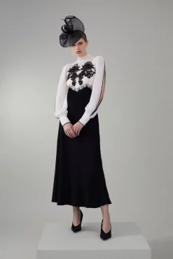 Top 10 😀 Karen Millen Petite Lace Embroidered Woven Midi 👗 Dress 🎁 -OCCASION DRESSES Sale2023 womens mono petite lace embroidered woven midi dress