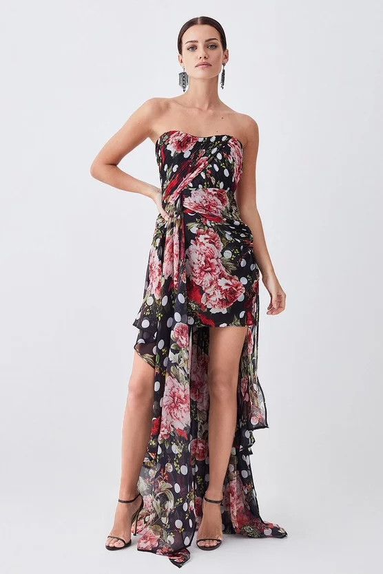 Cheap 👍 Karen Millen Petite Spot Floral Chiffon Drama Hem Mini 👗 Dress 🔔 8 Cheap 👍 Karen Millen Petite Spot Floral Chiffon Drama Hem Mini 👗 Dress 🔔 - Image 6