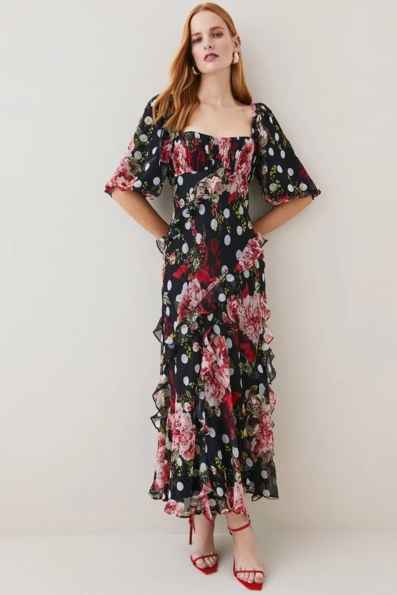 Hot Sale ๐ฅ Karen Millen Petite Spot Floral Chiffon Square Neck Ruffle Maxi ๐ Dress โ 9 Hot Sale ๐ฅ Karen Millen Petite Spot Floral Chiffon Square Neck Ruffle Maxi ๐ Dress โ - Image 7