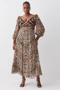 Wholesale ⭐ Karen Millen Plus Size Baroque Embroidered And Bead Midi 👗 Dress 🔔 -OCCASION DRESSES Sale2023 womens multi plus size baroque embroidered and bead midi dress
