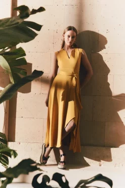 Discount ⭐ Karen Millen Compact Stretch Viscose Waterfall Midaxi 👗 Dress 👏 23 Discount ⭐ Karen Millen Compact Stretch Viscose Waterfall Midaxi 👗 Dress 👏 -OCCASION DRESSES Sale2023 womens mustard compact stretch viscose waterfall midaxi dress 1