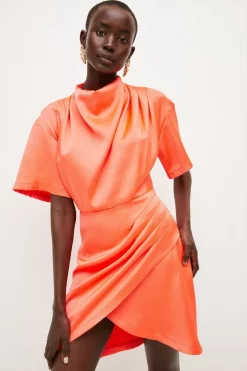 Outlet โจ Karen Millen Satin Cowl Neck Woven Mini ๐ Dress ๐ 13 Outlet โจ Karen Millen Satin Cowl Neck Woven Mini ๐ Dress ๐ -OCCASION DRESSES Sale2023 womens neon orange satin cowl neck woven mini dress 1