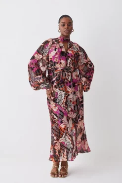 Best deal 😉 Karen Millen Plus Size Metallic Iridescent Column Midi 👗 Dress 🔔 -OCCASION DRESSES Sale2023 womens pink plus size metallic iridescent column midi dress