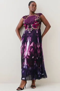 Flash Sale 🛒 Karen Millen Plus Size Metallic Guipure Lace Mirrored Pleat Midi 👗 Dress 🔔 -OCCASION DRESSES Sale2023 womens purple plus size metallic guipure lace mirrored pleat midi dress