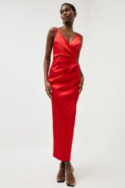 Wholesale ๐ Karen Millen Italian Structured Satin Strappy Maxi ๐ Dress ๐ 18 Wholesale ๐ Karen Millen Italian Structured Satin Strappy Maxi ๐ Dress ๐ -OCCASION DRESSES Sale2023 womens red italian structured satin strappy maxi dress 1