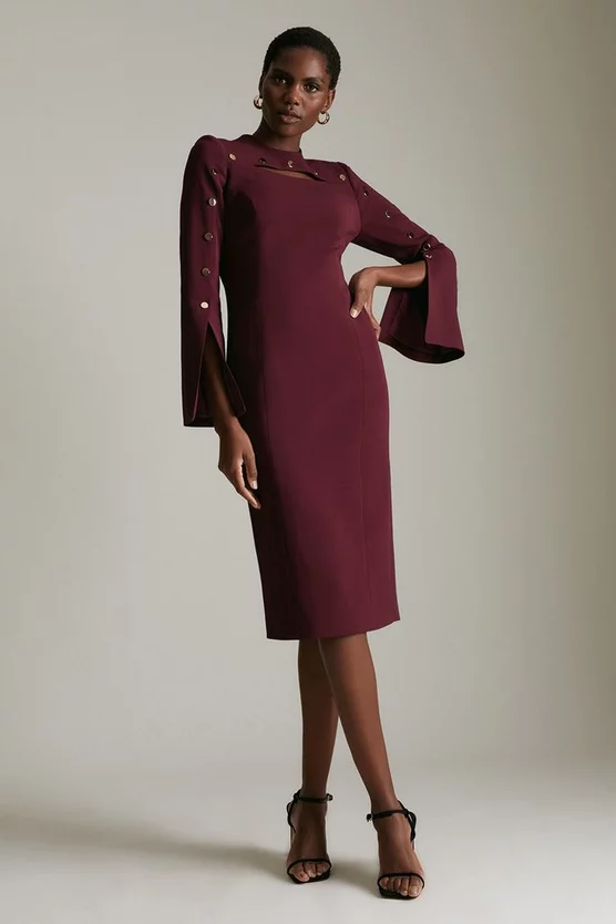 New ⌛ Karen Millen Stud Detail Split Sleeve Pencil Midi 👗 Dress ❤️ 10 New ⌛ Karen Millen Stud Detail Split Sleeve Pencil Midi 👗 Dress ❤️ - Image 9