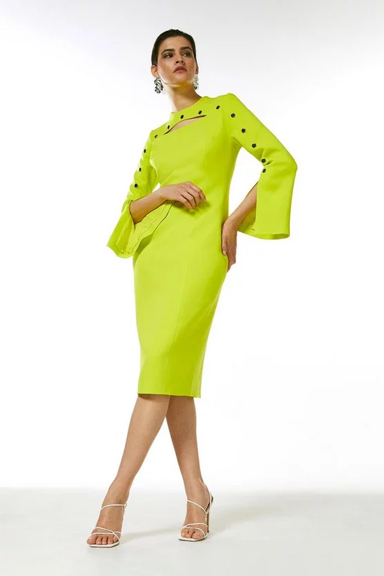 New ⌛ Karen Millen Stud Detail Split Sleeve Pencil Midi 👗 Dress ❤️ 11 New ⌛ Karen Millen Stud Detail Split Sleeve Pencil Midi 👗 Dress ❤️ - Image 10