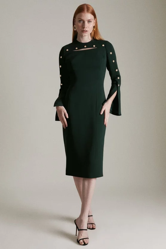 New ⌛ Karen Millen Stud Detail Split Sleeve Pencil Midi 👗 Dress ❤️ 6 New ⌛ Karen Millen Stud Detail Split Sleeve Pencil Midi 👗 Dress ❤️ - Image 5
