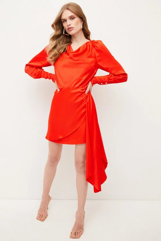 Discount ⌛ Karen Millen Viscose Satin Back Crepe Cowl Back Mini 👗 Dress 🎁 7 Discount ⌛ Karen Millen Viscose Satin Back Crepe Cowl Back Mini 👗 Dress 🎁 - Image 5