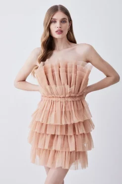 Best reviews of 💯 Karen Millen Layered Tulle Woven Mini 👗 Dress 🎁 -OCCASION DRESSES Sale2023 womens rose layered tulle woven mini dress