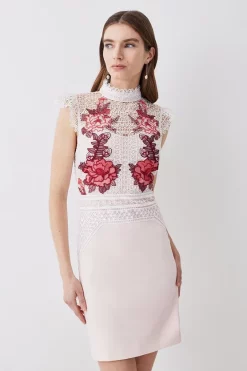 Coupon 😀 Karen Millen Rose Guipure Lace Mini 👗 Dress 🛒 -OCCASION DRESSES Sale2023 womens rose rose guipure lace mini dress