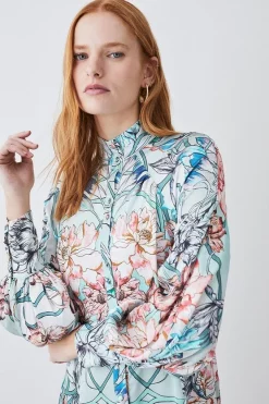 Brand new 😍 Karen Millen Mirrored Floral Satin Woven Midi 👗 Dress 🌟 -OCCASION DRESSES Sale2023 womens sage mirrored floral satin woven midi dress