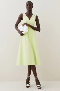 Cheapest 🤩 Karen Millen Structured Seam Detail Full Midi 👗 Dress ⌛ -OCCASION DRESSES Sale2023 womens soft20lime structured seam detail full midi dress